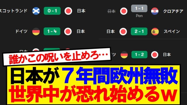 【驚愕】ヨーロッパに7年無敗の日本代表、世界各国の反応がこちら