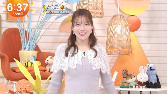 阿部華也子アナ　ニットの巨乳！！