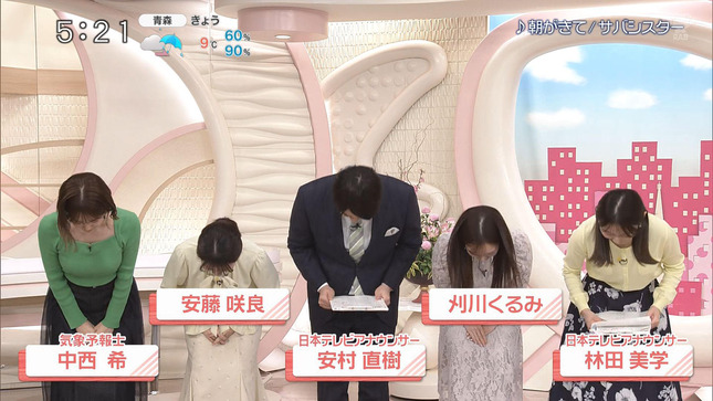 中西希キャスター　ニットで巨乳がくっきり！！