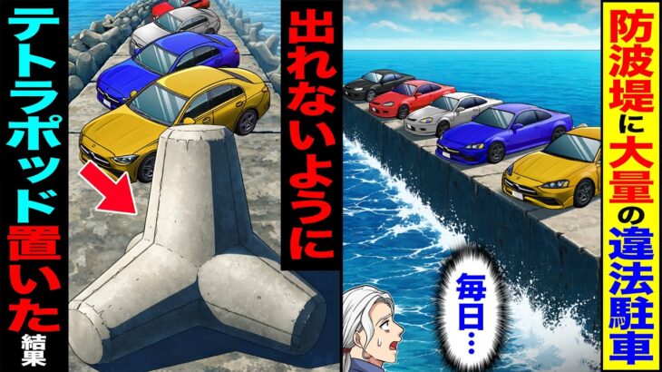 【マジかよ】防波堤に大量の違法駐車(毎日…)→出れないようにテトラポッド置いた結果