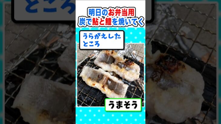 【衝撃】明日のお弁当用!炭火で鮎と鱧焼いていくよーw