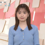 瀧口麻衣アナ　ニットで胸元強調！！