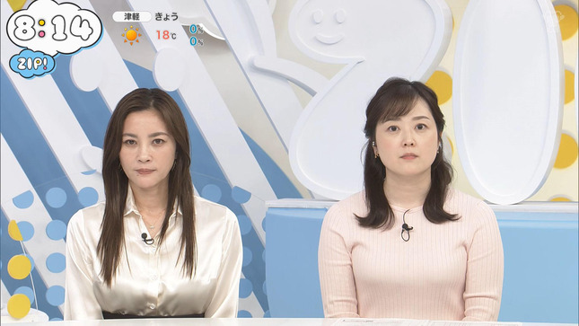 水卜麻美アナ　ピチピチのニットで巨乳がくっきり！！