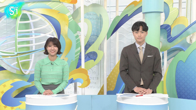 御手洗菜々アナ　ニットの豊乳！！