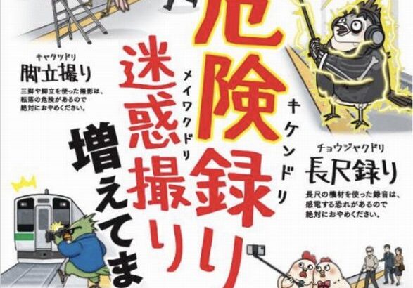 【悲報】JR東日本さん撮り鉄の「撮り」と「鳥」をかけた啓蒙ポスターを作成してしまう