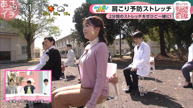 NHK条谷有香アナ　巨乳くっきり生ストレッチ！！【GIF動画あり】