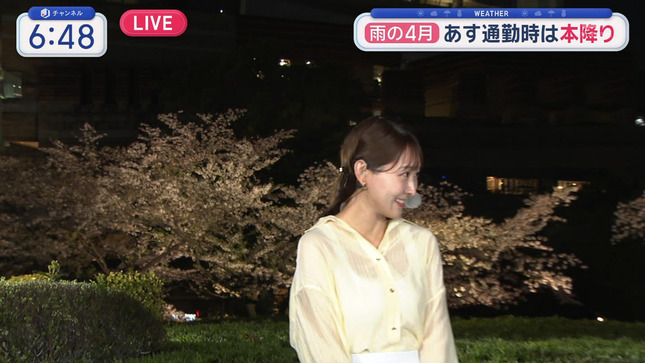 森山みなみアナ　屋外で透け透け！！