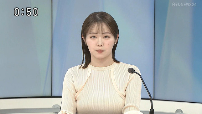 並木雲楓アナ　ピタピタニットで巨乳がくっきり！！