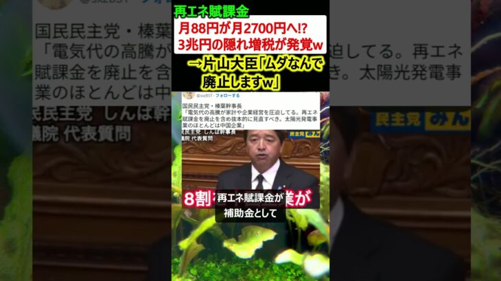 【仰天】片山大臣、日本版DOGEで再エネ賦課金は廃止へ!?w →すでに国民負担3.2兆円